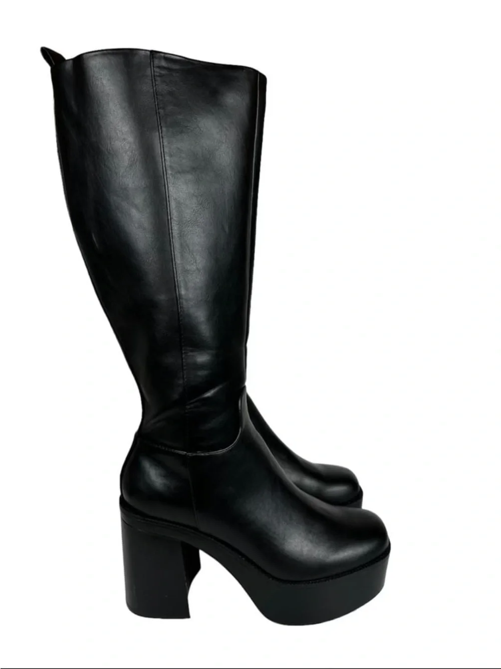 Steve Madden Girl 8.5 Black Gabby Platform Tall Knee High Boots Chunky Heel Y2K